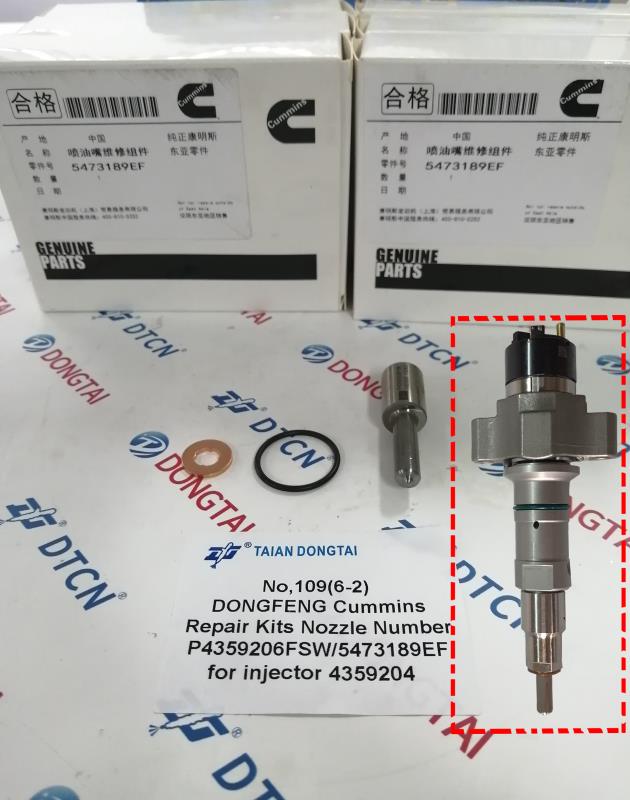 NO.109(6-2) DONGFENG Cummins  Repair Kits Nozzle Number  P4359206FSW/5473189EF  for injector 4359204