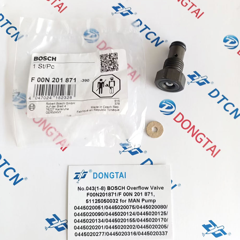 NO.043(1-8) BOSCH Overflow Valve F00N201871/ F 00N 201 871,51125050032  for MAN Pump 0445020051/0445020075/0445020080/0445020090/0445020124/0445020125/0445020134/0445020155/0445020170/0445020201/0445020202/0445020205/0445020277/0445020316/0445020337